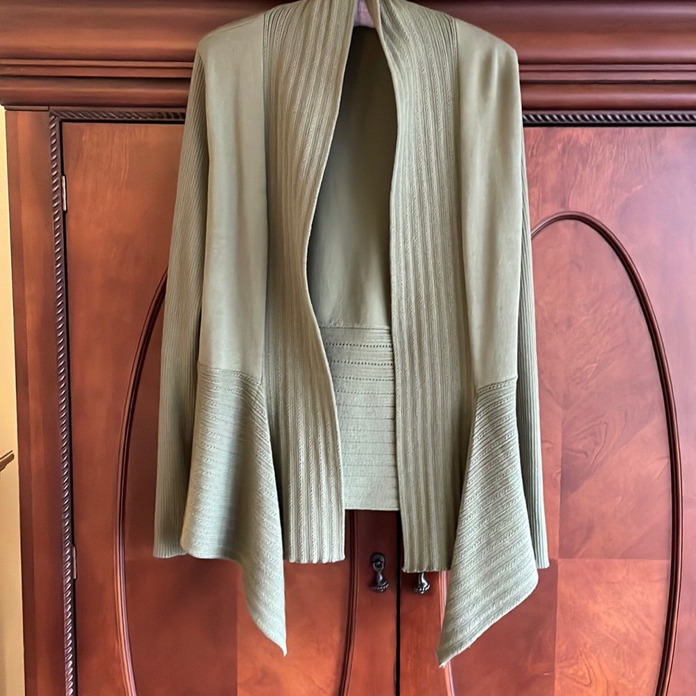 Verve Ami Olive Green Draped Cardigan